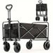 1pc Collapsible Foldable Wagon Cart, 220LBS Heavy Duty Utility Garden Cart With All-Terrain Wheels For Beach, Lawn, Sports, Camping, Black, 30"_maomaolike.com