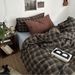 Her College-style Bed Sheet And Duvet Cover Dormitory Three-piece Set, Vintage Plaid Mix-and-match Pure Washed Cotton_maomaolike.com
