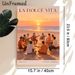Beach Sunset Musical Gathering Painting Poster, Warm-toned Vintage-style Coastal Scene Poster, Cozy Joyful Social Design, Ideal For Living Room_maomaolike.com
