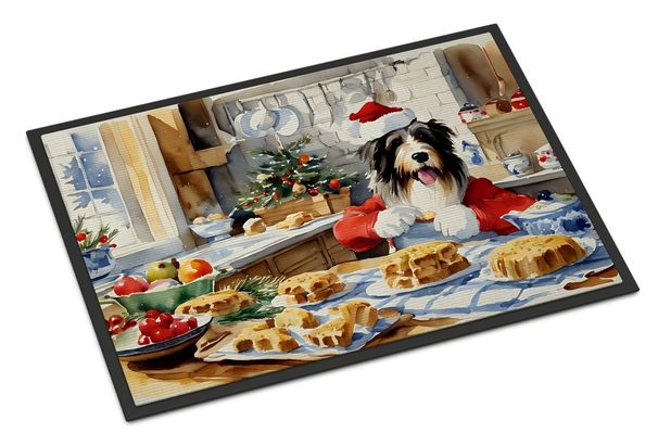 Bearded Collie Christmas Cookies Doormat Front Door Mat Indoor Outdoor Rugs For Entryway, Non Slip Washable Low Pile, 24H X 36W_maomaolike.com