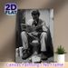 Man On Toilet Reading Newspaper Painting Poster, Monochrome Realistic Scene Poster, Witty Relatable Design Ideal For Bathroom Decor_maomaolike.com