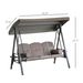 Patio Swing Bench 3-Person Steel Canopy Cushioned With Side Trays Comfortable Brown_maomaolike.com