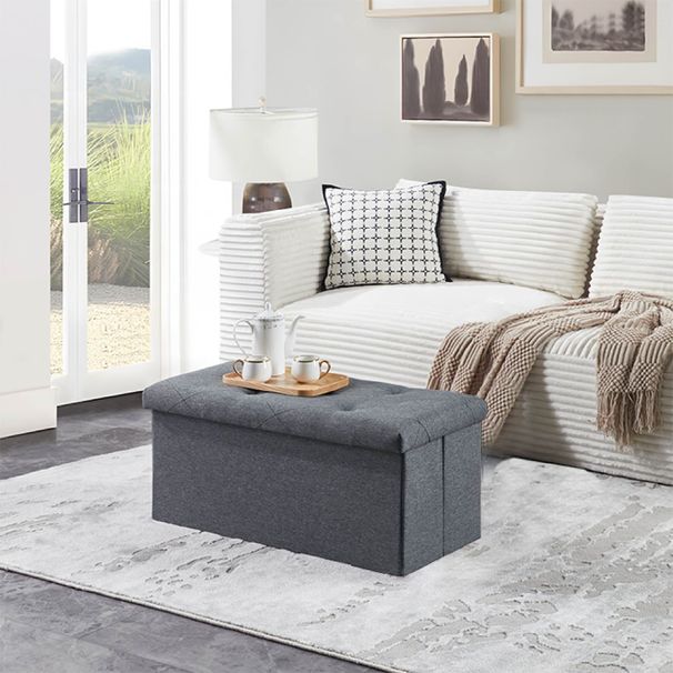 Folding Storage Ottoman Bench, Ottoman Foot Rest, End Of Bed Bench, Storage Chest, For Living Room, Bedroom, Entryway, 30 Inches, Gray_maomaolike.com