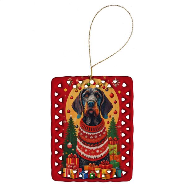 German Wirehaired Pointer Holiday Christmas Porcelain Ornament Christmas Tree Hanging Decorations For Home Christmas Holiday, Rectangle, Gift, Multicolor_maomaolike.com