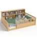 A Full-sized Wooden Floor Bed With A Fence-style Guardrail, Featuring A Side Storage Decorative Function, And Its Color Is Natural_maomaolike.com