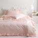 Wholesale INS Korean Style Girly Princess Simple Pure Full Cotton Ruched Ruffle Trim Four-Piece Set_maomaolike.com