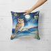 Owl Perched In Coastal Tree Throw Pillow Machine Washable, Indoor Outdoor Decorative Pillow For Couch, Bed Or Patio, 18Hx18W_maomaolike.com
