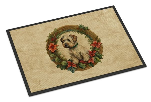 Sealyham Terrier Christmas Flowers Doormat Front Door Mat Indoor Outdoor Rugs For Entryway, Non Slip Washable Low Pile, 24H X 36W_maomaolike.com