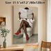 Fashionable Lady Reading Newspaper Painting Poster, Sleek Modern Portrait Poster, Eye-catching Decorative Piece For Bathroom Wall Decor_maomaolike.com