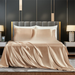 2026 New Solid Color Satin Silk Four-Piece Set European And American Simple Sheet Bed Skirt_maomaolike.com
