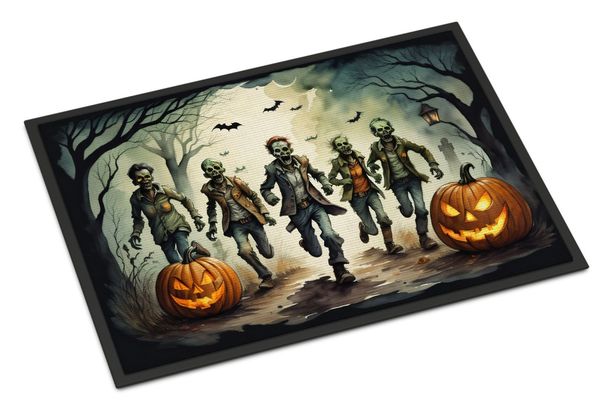 Zombies Spooky Halloween Doormat Front Door Mat Indoor Outdoor Rugs For Entryway, Non Slip Washable Low Pile, 24H X 36W_maomaolike.com