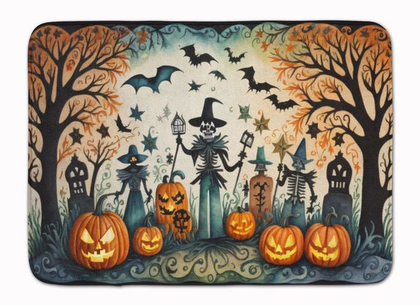 Papel Picado Skeletons Spooky Halloween Memory Foam Kitchen Mat Machine Washable Anti-Fatigue Mat Cushion Comfort Bath Mat Or Kitchen Rug_maomaolike.com