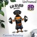Fitness Dachshund Painting Poster, Humorous Cartoon-style Poster, Motivational "Go Hard Or Go Home" Design With Muscular Dachshund Lifting Barbell_maomaolike.com