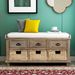 Rustic Storage Bench With 3 Drawers And 3 Rattan Baskets,Shoe Bench For Living Room,Entryway_maomaolike.com