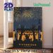 Victorious Portsmouth Music Festival Painting Poster, Vibrant Stylized Silhouette Concert Scene With Golden Fireworks Poster, Captures Festive Live_maomaolike.com