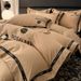 Black Washed Cotton Four-Piece Set Brushed Light Luxury High-End Feel Duvet Cover Naked Sleep Bed Sheet Summer_maomaolike.com