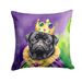 Black Pug King Of Mardi Gras Throw Pillow Machine Washable, Indoor Outdoor Decorative Pillow For Couch, Bed Or Patio, 18Hx18W_maomaolike.com