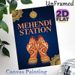 Mehendi Station Painting Poster, Elegant Traditional Indian Henna Art Poster, Ornate Golden Mandala & Henna Hand Design, Cultural Decor Ideal For_maomaolike.com