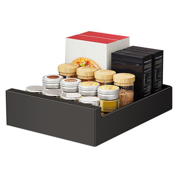 1Pc Pull Out Cabinet Organizer Carbon Steel Slide Out Drawer Storage Smooth Quiet Slide Rails For Kitchen Bathroom Living Room Black 11.81x16.92x2.75inch_maomaolike.com