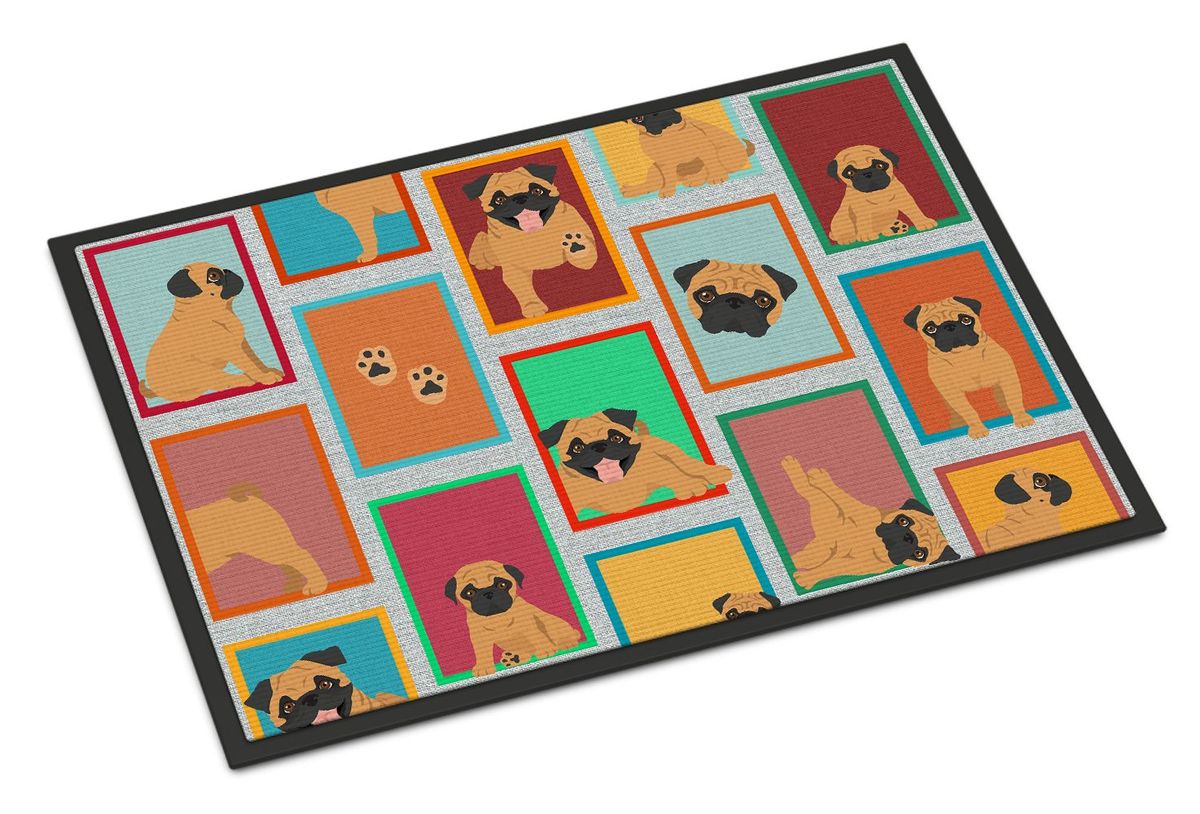 Lots Of Apricot Pug Doormat Front Door Mat Indoor Outdoor Rugs For Entryway, Non Slip Washable Low Pile, 24H X 36W_maomaolike.com