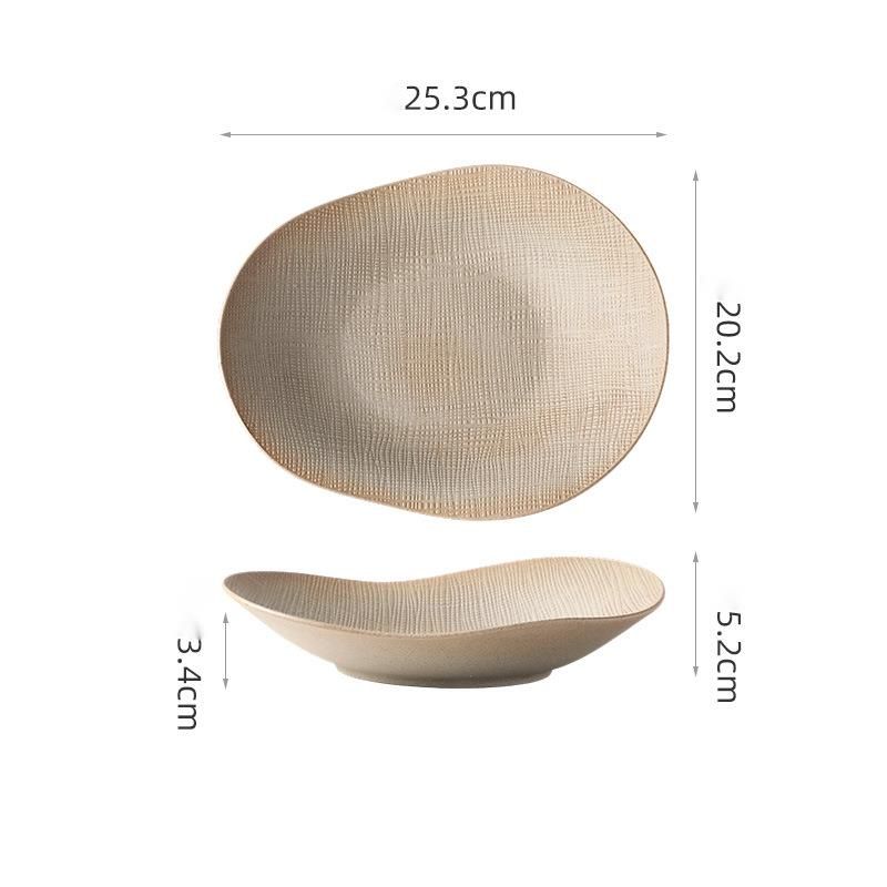 Coarse Pottery Irregular Dish Western Fruit Deep Soup Plate Vintage Ceramic Restaurant Hotel Tableware_maomaolike.com
