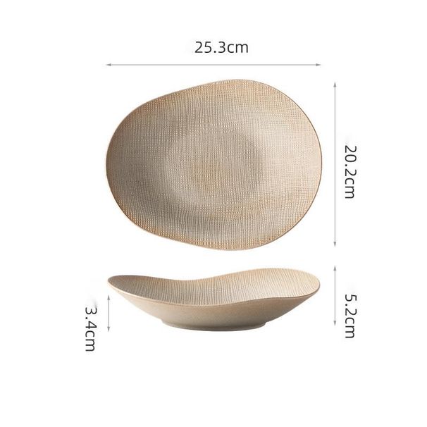 Coarse Pottery Irregular Dish Western Fruit Deep Soup Plate Vintage Ceramic Restaurant Hotel Tableware_maomaolike.com