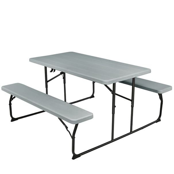 Indoor And Outdoor Folding Picnic Table Bench Set With Wood-like Texture_maomaolike.com