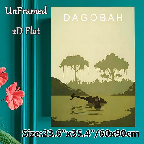 Dagobah Swamp Themed Painting Poster, Minimalist Retro Silhouette Scene Poster, Atmospheric Sci-fi Decor Ideal For Home, Game Room, Bedroom_maomaolike.com