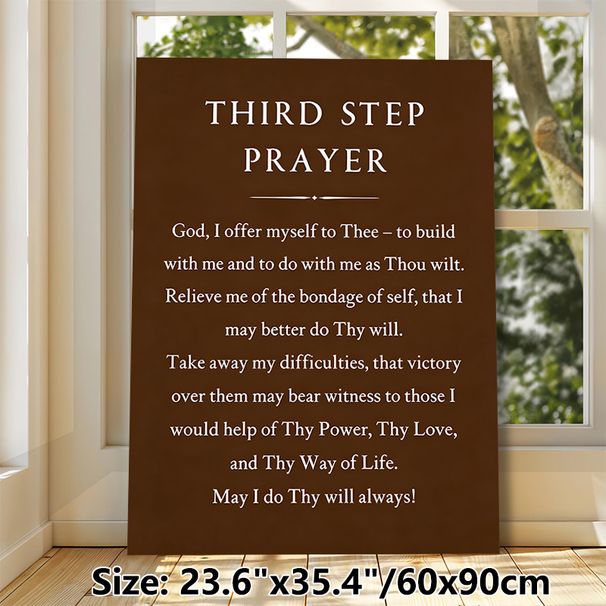 Third Step Prayer Painting Poster, Minimalist Typographic Poster, Elegant Brown Background With White Spiritual Prayer Text, Inspirational Wall Decor_maomaolike.com
