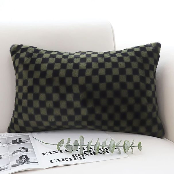 SOGA 2X 30cm Urban Light Luxury Dark Green Checkered Lumbar Throw Pillow_maomaolike.com