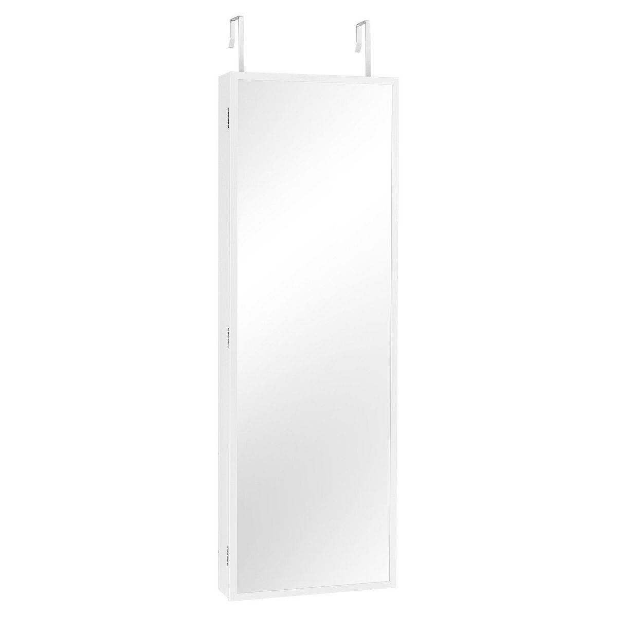 VEVOR Mirror Jewelry Cabinet 42.52in Lockable Wall Or Door Mounted Armoire White_maomaolike.com