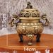 Brass Beast Head Covered Indoor Buddhist Hall Tea Ceremony Sandalwood Three-Legged Incense Burner Antique Metal Ornament Craft_maomaolike.com