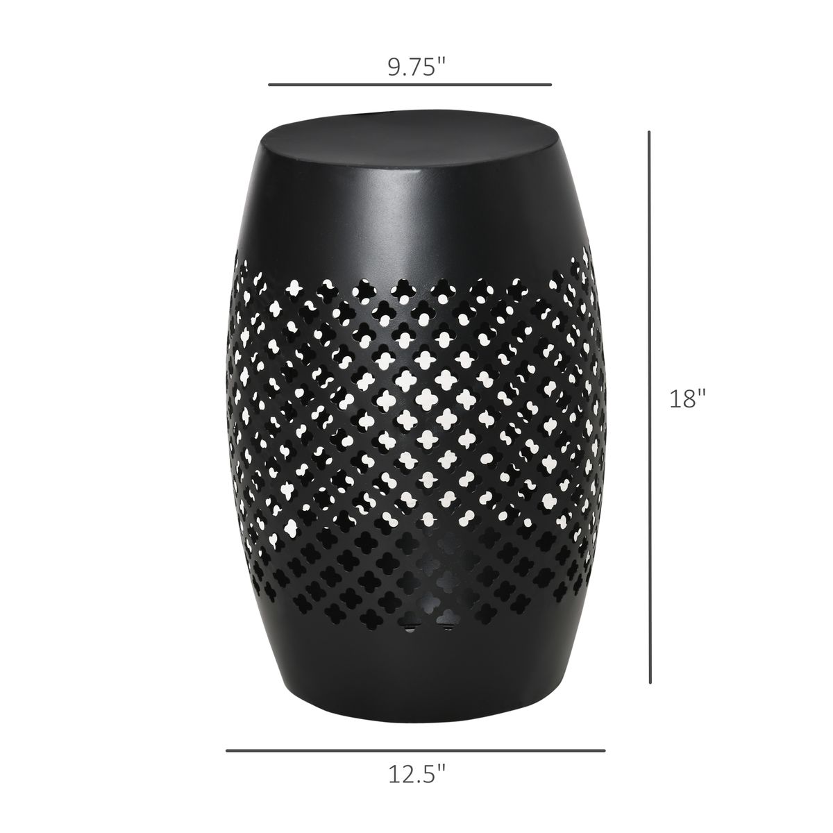 12.5" Steel Outdoor Side Table, Round Hollow Drum Patio End Table, Accent Table For Indoor And Outdoor, Black_maomaolike.com