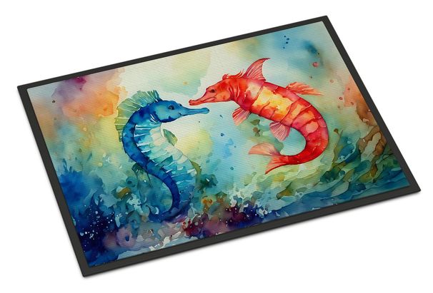 Seahorses Doormat Front Door Mat Indoor Outdoor Rugs For Entryway, Non Slip Washable Low Pile, 24H X 36W_maomaolike.com