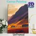 Mountain Sunset Landscape Painting Poster, Warm-toned Artistic Hills With Silhouetted Trees Poster, Calming Scenic Decor Suitable For Living Room_maomaolike.com