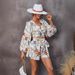 Women's Clothing flower long-sleeved shorts V-neck jumpsuit_maomaolike.com