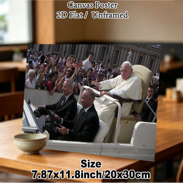 Papal Procession Painting Poster, Classic Documentary-style Poster, Captures Solemn Moment Of Pope Greeting Cheering Crowd, Suitable For Home Or_maomaolike.com