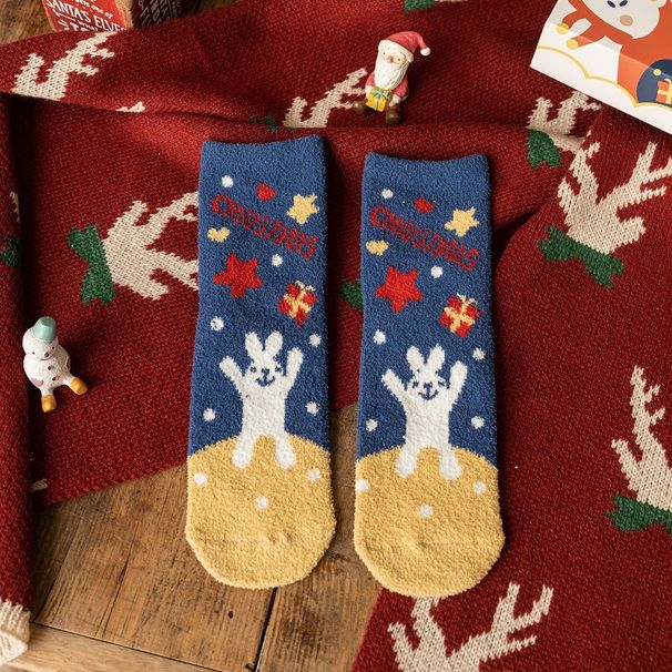 Christmas stocking Lady Wholesale with velvet thickened warm coral velvet red socks Christmas gift Elk floor socksChristmas sock _maomaolike.com
