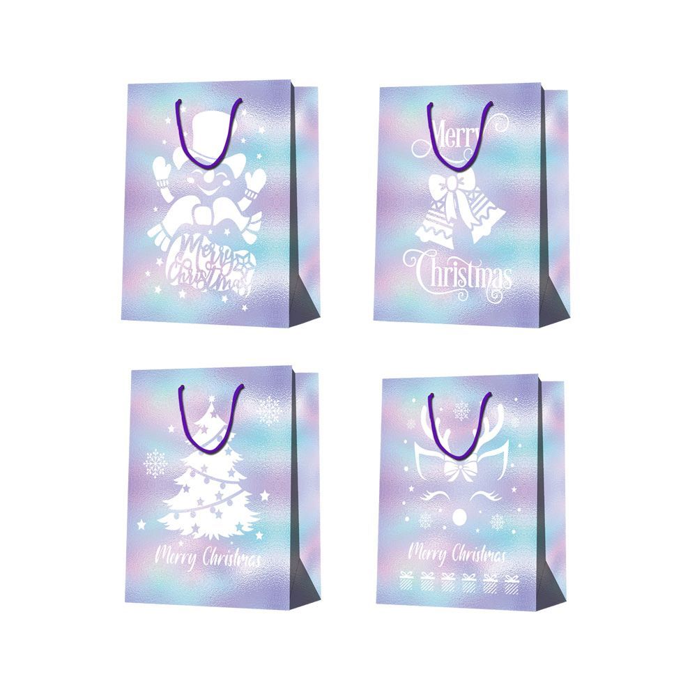 12 Pack 12cm Medium Christmas Gift Bags, Spot UV & Laminated Holiday Gift Bags, For Gift Wrapping Christmas Party Decorations_maomaolike.com