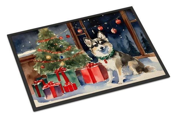 Alaskan Klee Kai Cozy Christmas Doormat Front Door Mat Indoor Outdoor Rugs For Entryway, Non Slip Washable Low Pile, 24H X 36W_maomaolike.com