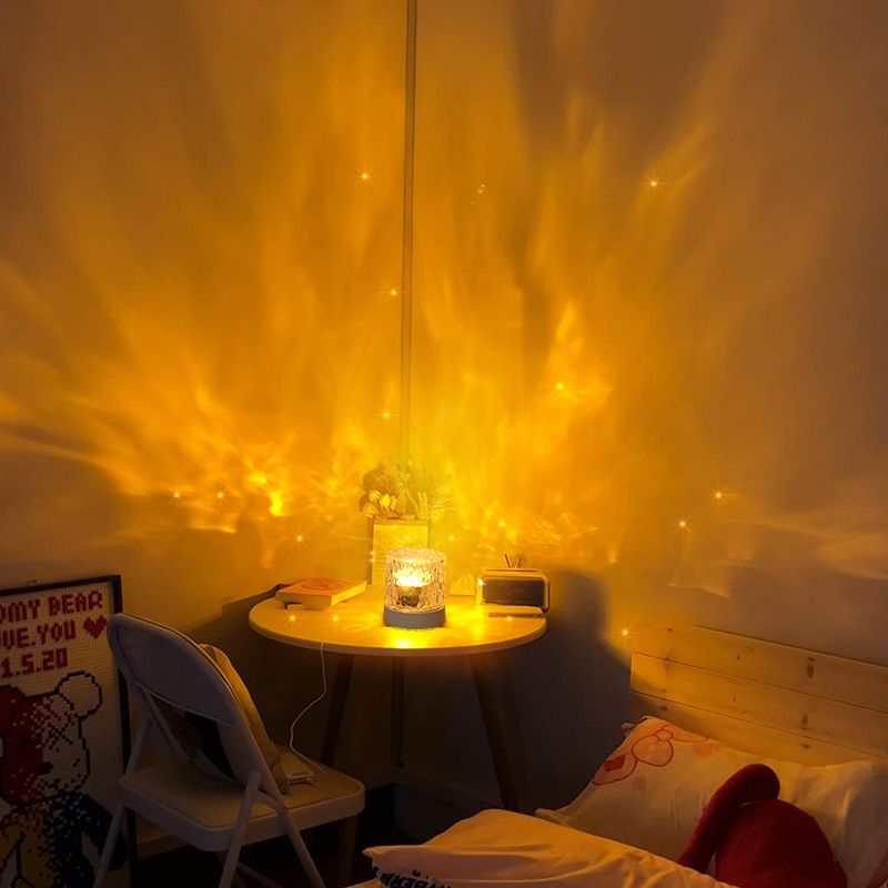 Atmosphere Night Light Creative Gift Bedroom Bedside Flame Table Rotating Starry Sky Projection Lamp Smart_maomaolike.com