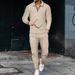 Men's Clothing texture suit long-sleeved polo suit sports pants fashion casual half zipper stand collar suit_maomaolike.com