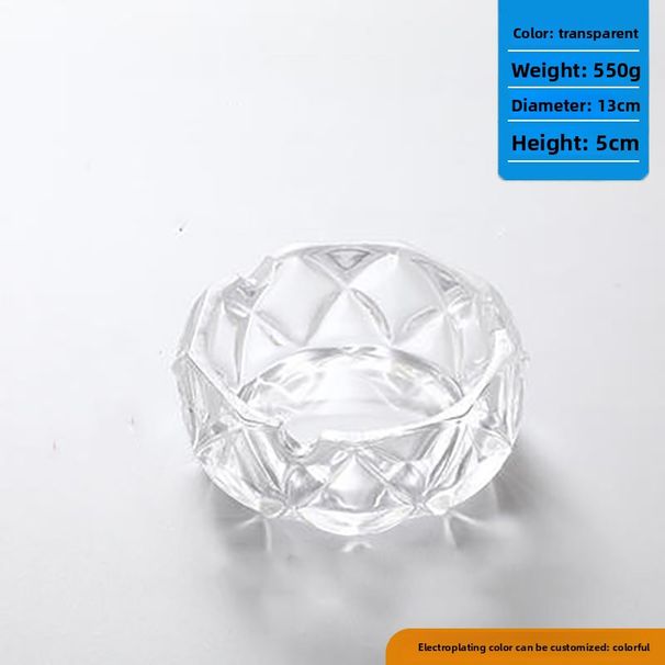 Round Electroplated Ashtray Household Creative Trendy Hotel Club KTV Crystal Glass YG135_maomaolike.com