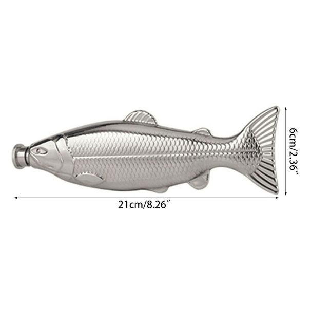 Trout-Fish-Shape Hip Flask 5oz Alcohol Bottle With Funnel Mini PocketStainless Steel Party Drinkware For Outdoor Travel_maomaolike.com
