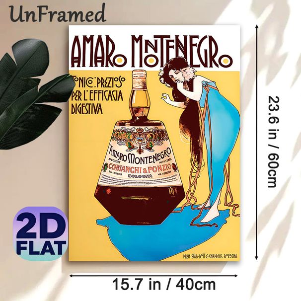Vintage Amaro Montenegro Liquor Ad Painting Poster, Vibrant Art Nouveau Style Poster, Retro Decorative Piece Suitable For Home Bar, Dining Area_maomaolike.com