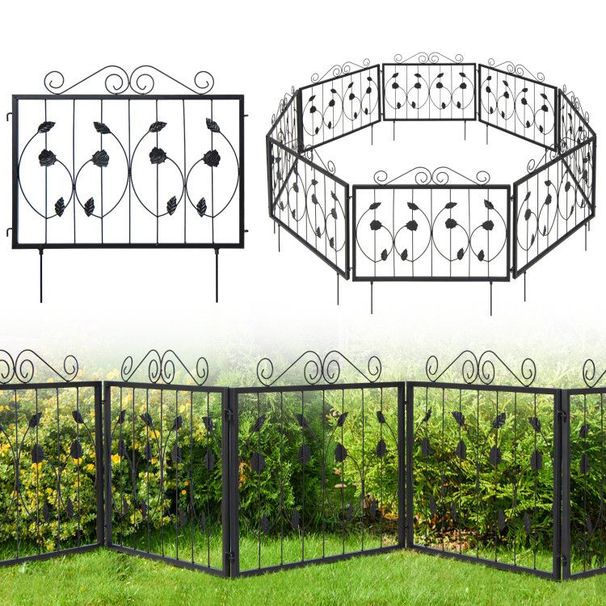 Decorative Garden Fence 8 Pack, 23.5''(H) X 15.3ft (L) Rustproof Metal Fencing Animal Barrier_maomaolike.com