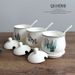 4-Piece Nordic Style Ceramic Seasoning Jar Set, Airtight Kitchen Spice Storage Canisters For Salt, Sugar And Condiments_maomaolike.com