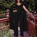 women's fashion solid color ribbon splicing short top wide-leg pants dress suit women_maomaolike.com