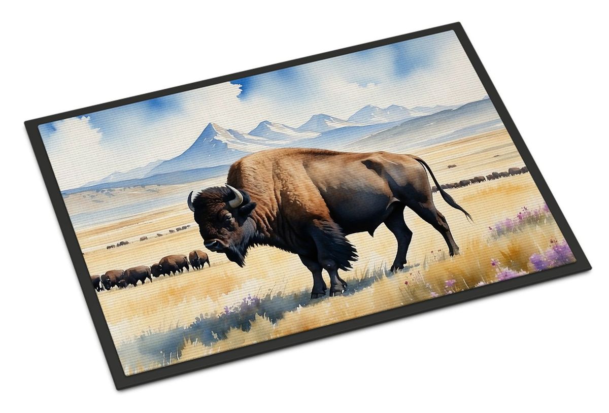 Prairie Bison Doormat Front Door Mat Indoor Outdoor Rugs For Entryway, Non Slip Washable Low Pile, 24H X 36W_maomaolike.com