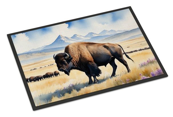 Prairie Bison Doormat Front Door Mat Indoor Outdoor Rugs For Entryway, Non Slip Washable Low Pile, 24H X 36W_maomaolike.com